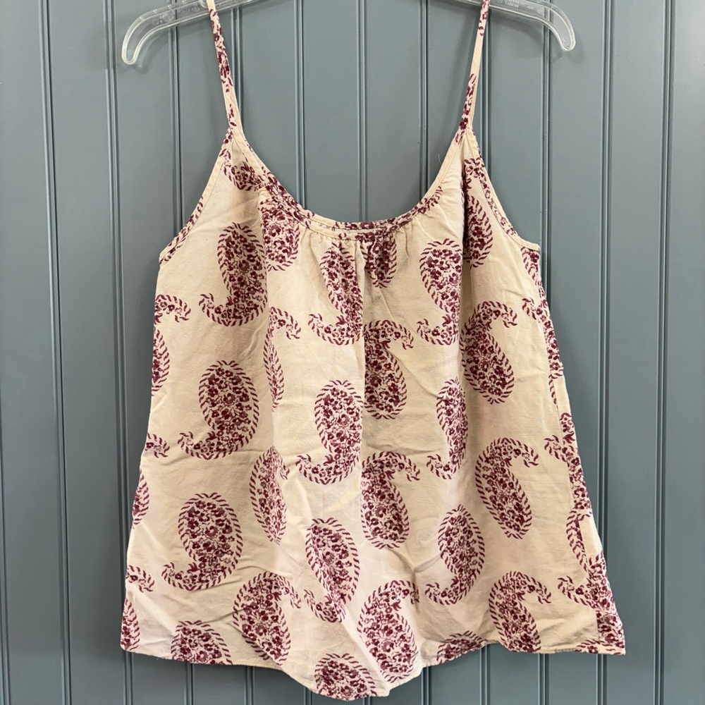 Ann Taylor LOFT Paisley Tank Top M Beige Burgundy